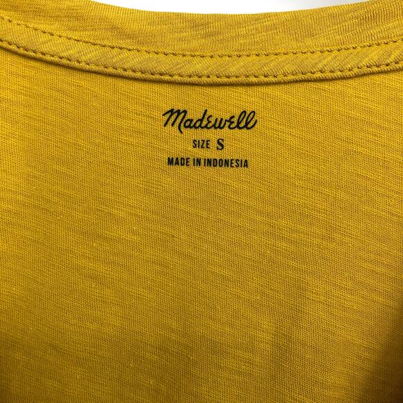 MADEWELL Women Whisper Cotton V Neck Tank Small Mustard Yellow NWOT - Picture 6 of 8
